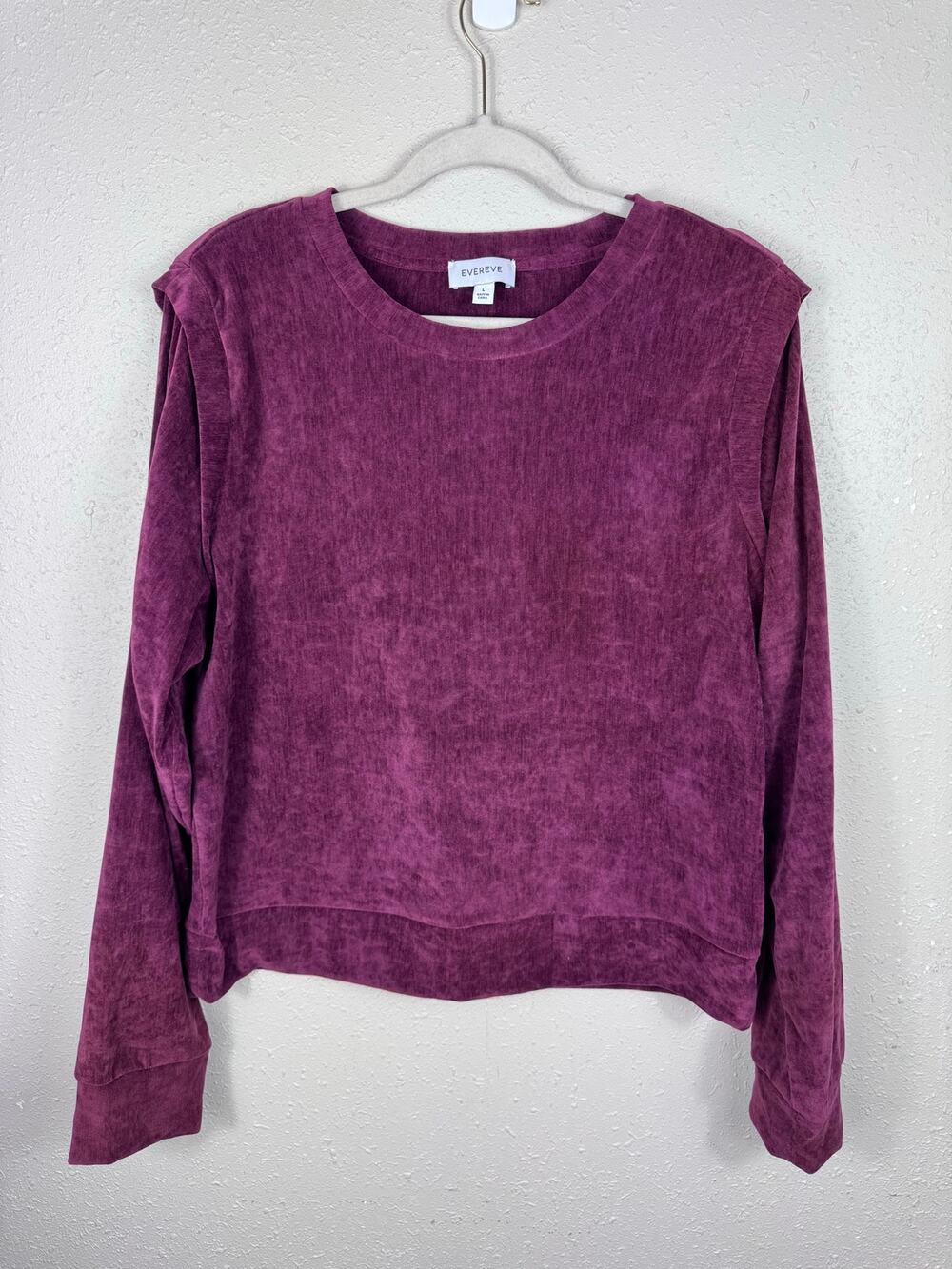 Evereve Velvet Maroon Crewneck Womens Size Large